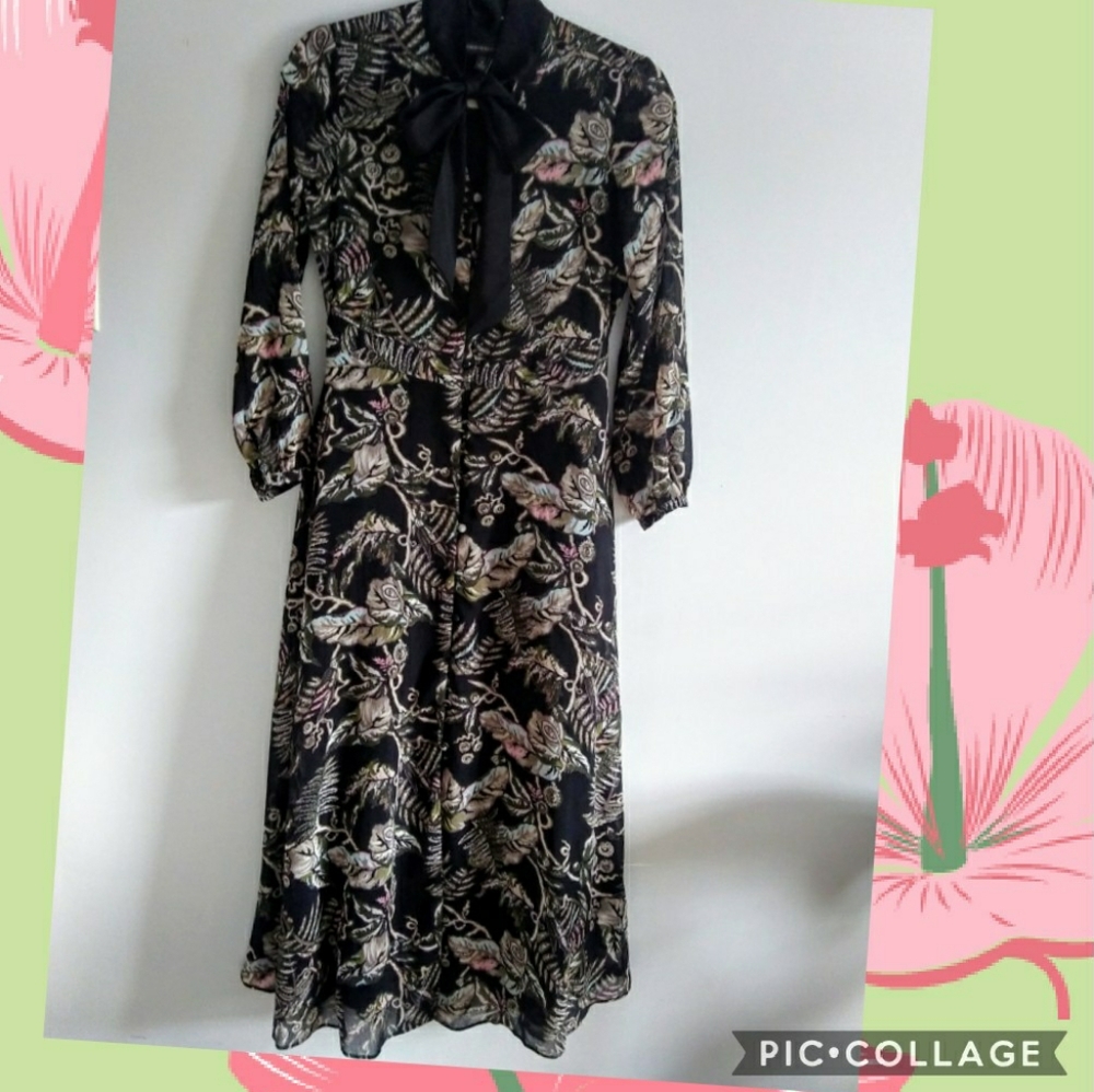 BANANA REPUBLIC FLORAL FLAIR DRESS- SIZE 0P